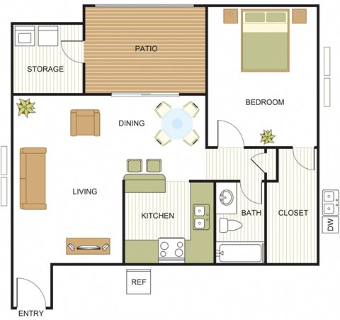Unit A1 - one bed, one bath D at Newport Apartments, Irving, 75062